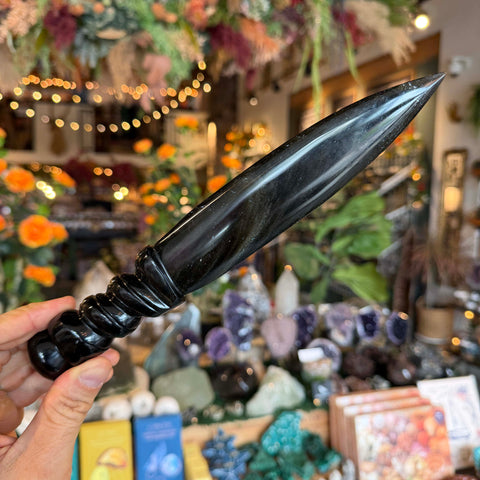 Ravenstone Crystals Obsidian Dagger "Damon"