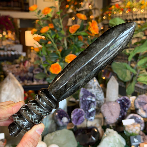 Ravenstone Crystals Obsidian Dagger "Ethan"