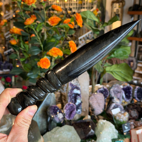 Ravenstone Crystals Obsidian Dagger "Wendy"