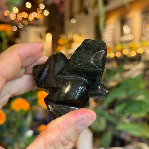 Ravenstone Crystals Obsidian Frog "Kermit"