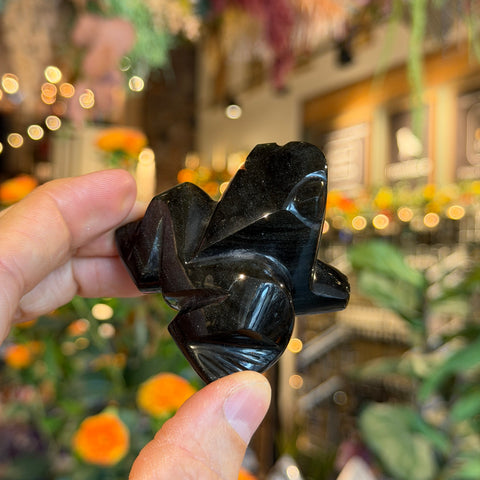 Ravenstone Crystals Obsidian Frog "Maggie"