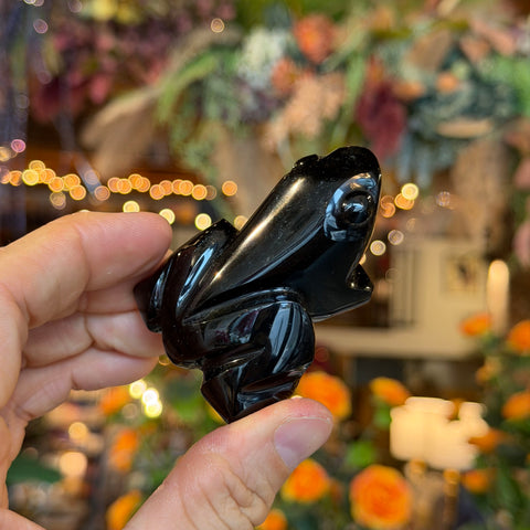 Ravenstone Crystals Obsidian Frog "Tiana"