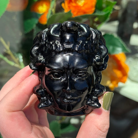 Ravenstone Crystals Obsidian Medusa Head