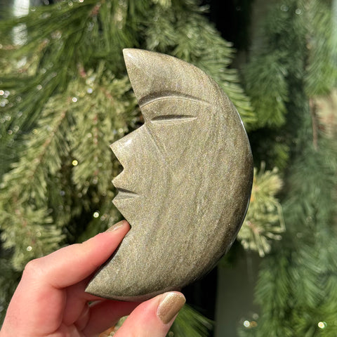 Ravenstone Crystals Obsidian Moon Face "Atlas"