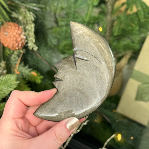 Ravenstone Crystals Obsidian Moon Face "Badar"