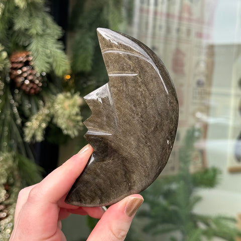 Ravenstone Crystals Obsidian Moon Face "Callisto"