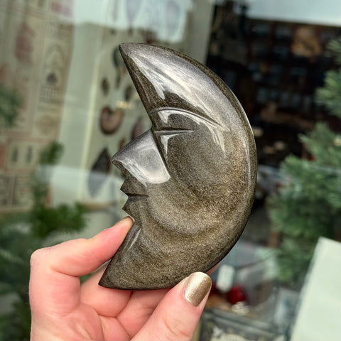 Ravenstone Crystals Obsidian Moon Face "Esmeray"