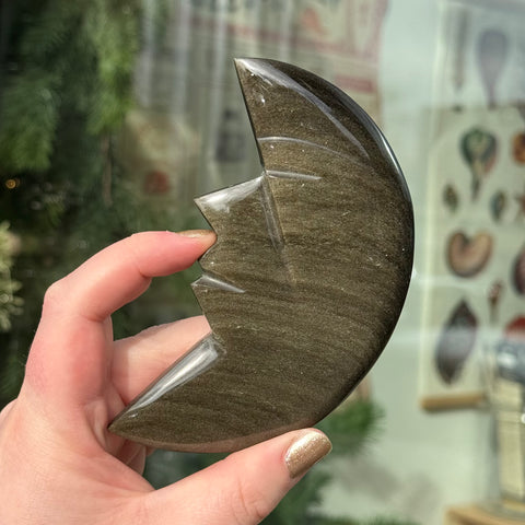 Ravenstone Crystals Obsidian Moon Face "Jericho"