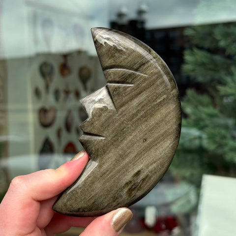 Ravenstone Crystals Obsidian Moon Face "Mahina"
