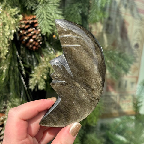 Ravenstone Crystals Obsidian Moon Face "Selene"