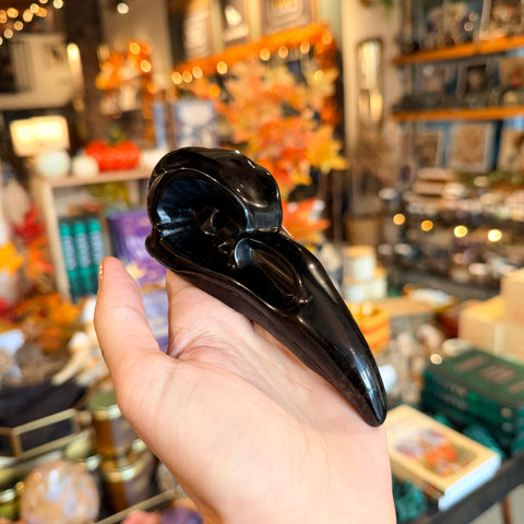 Ravenstone Crystals Obsidian Raven Skull