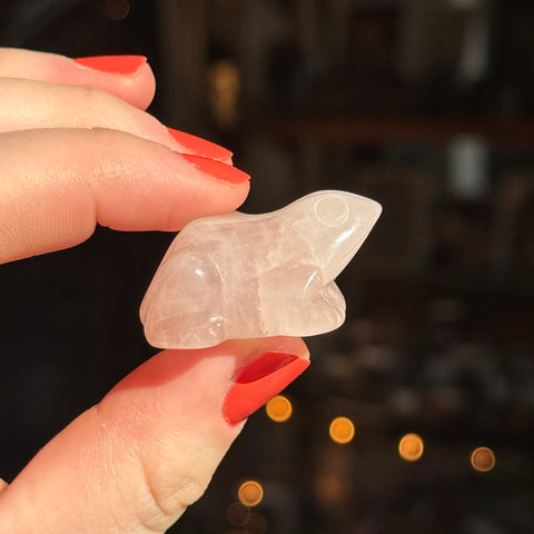 Ravenstone Crystals Rose Quartz Frog