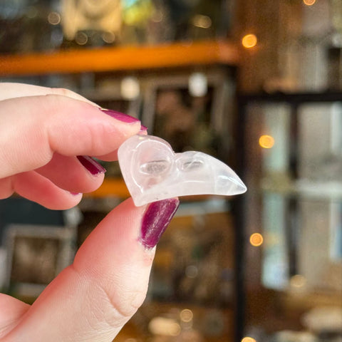 Ravenstone Crystals Rose Quartz Raven Skull