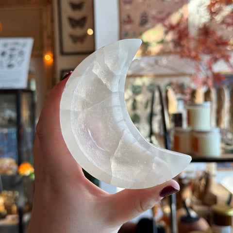 Ravenstone Crystals Selenite Moon Bowl
