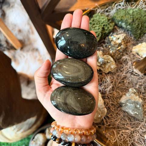 Ravenstone Crystals Sheen Obsidian Palm Stone
