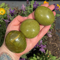 Ravenstone Crystals Size 1 Green Opal Palm Stone