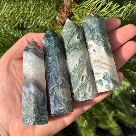 Ravenstone Crystals Size 1 Moss Agate Point