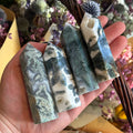 Ravenstone Crystals Size 1 Moss Agate Point