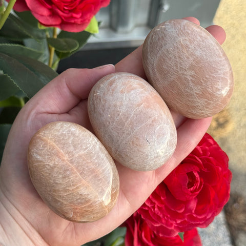 Ravenstone Crystals Size 1 Pink Moonstone Palm Stone