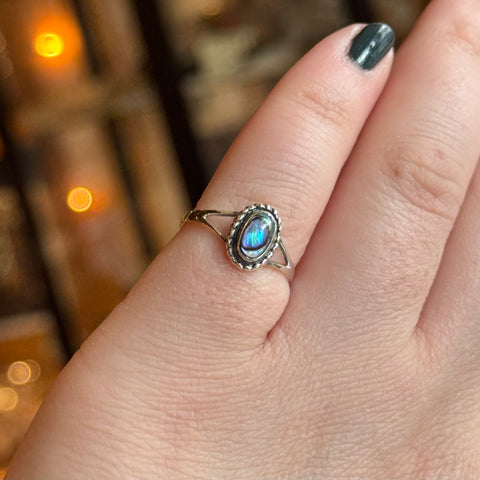 Ravenstone Crystals Abalone Ring "Violet" - Size 6.5