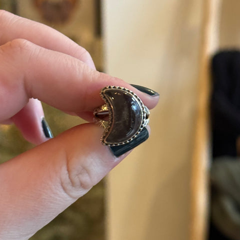 Ravenstone Crystals Black Moonstone Ring "Adele" - Size 5