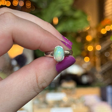 Ravenstone Crystals Ethiopian Opal Ring "Drake" - Size 8