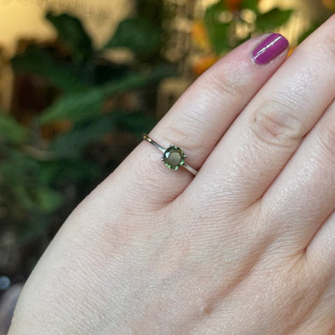 Ravenstone Crystals Faceted Moldavite Ring "Stella" - Size 6.5