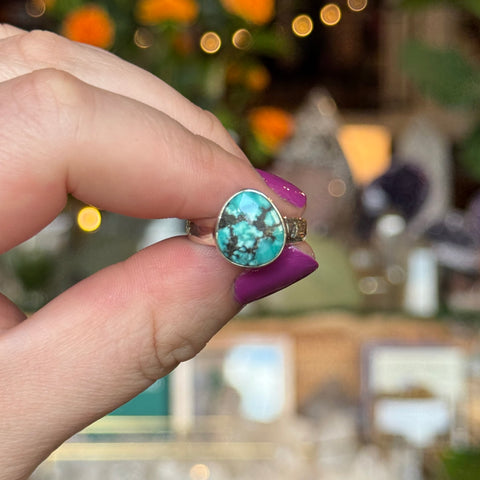Ravenstone Crystals Faceted Turquoise Ring "Adriana" - Size 7.5