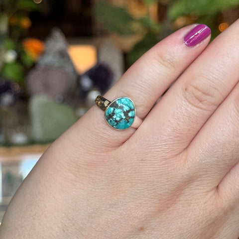 Ravenstone Crystals Faceted Turquoise Ring "Adriana" - Size 7.5