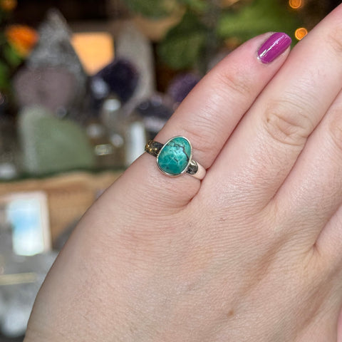 Ravenstone Crystals Faceted Turquoise Ring "Autumn" - Size 5.5