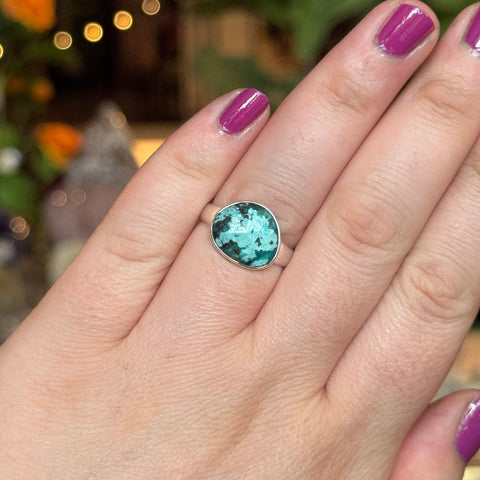 Ravenstone Crystals Faceted Turquoise Ring "Daisy" - Size 8