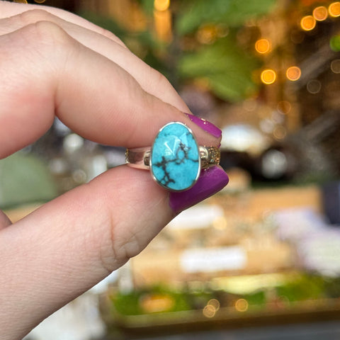 Ravenstone Crystals Faceted Turquoise Ring "Hope" - Size 9.5