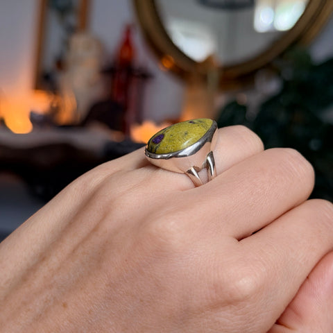 Ravenstone Crystals Green Opal Ring "Nina" - Size 5