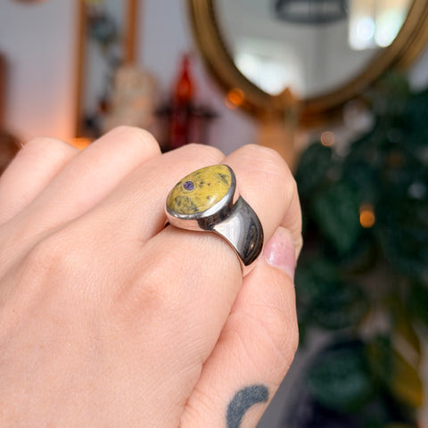 Ravenstone Crystals Green Opal Ring "Priscilla" - Size 8