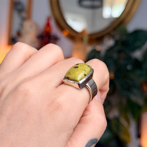 Ravenstone Crystals Green Opal Ring "Winston" - Size 8