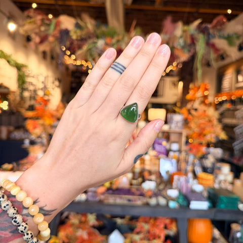 Ravenstone Crystals Jade Ring "Kelsey" - Size 7.5