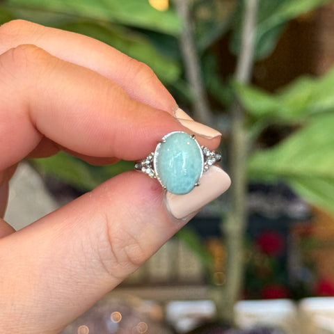 Ravenstone Crystals Larimar Ring "Bennie" - Size 7