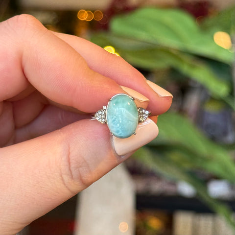 Ravenstone Crystals Larimar Ring "Inez" - Size 6