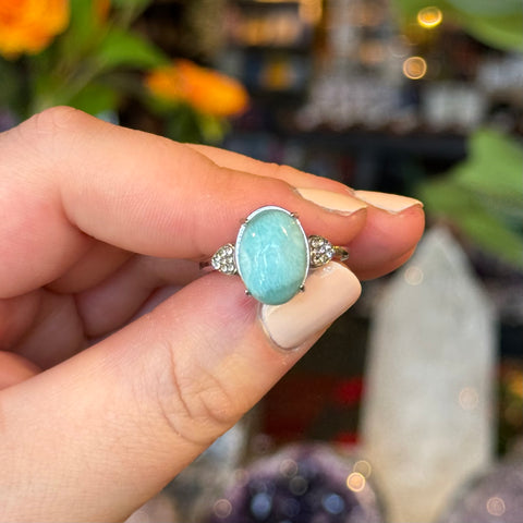 Ravenstone Crystals Larimar Ring "Sue" - Size 8