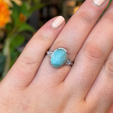Ravenstone Crystals Larimar Ring "Sue" - Size 8