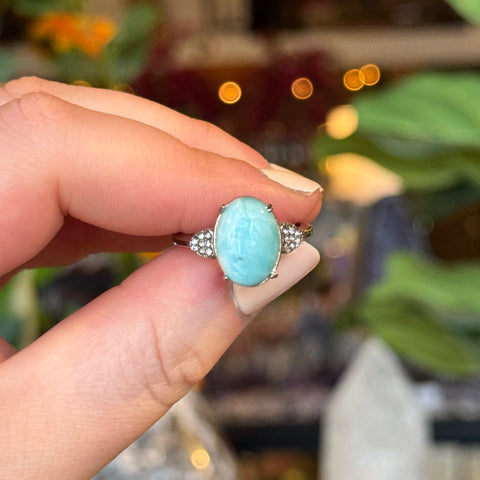 Ravenstone Crystals Larimar Ring "Ursula" - Size 8