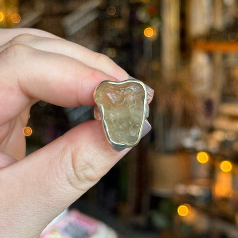 Ravenstone Crystals Libyan Desert Glass Ring "Eliette" - Size 6.5
