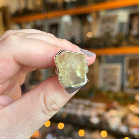 Ravenstone Crystals Libyan Desert Glass Ring "Marlon" - Size 8