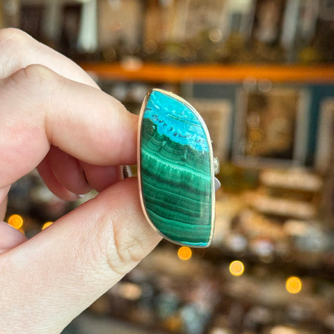 Ravenstone Crystals Malachite | Chrysocolla Ring "Adrien" - Size 8