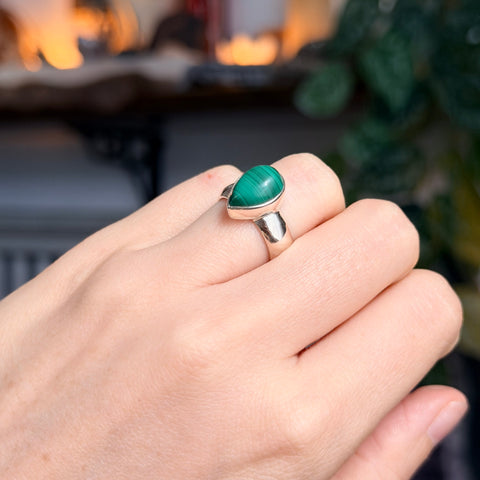 Ravenstone Crystals Malachite Ring "Isla" - Size 5.5