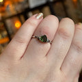 Ravenstone Crystals Moldavite and Garnet Ring "Gianna" - Size 8.5