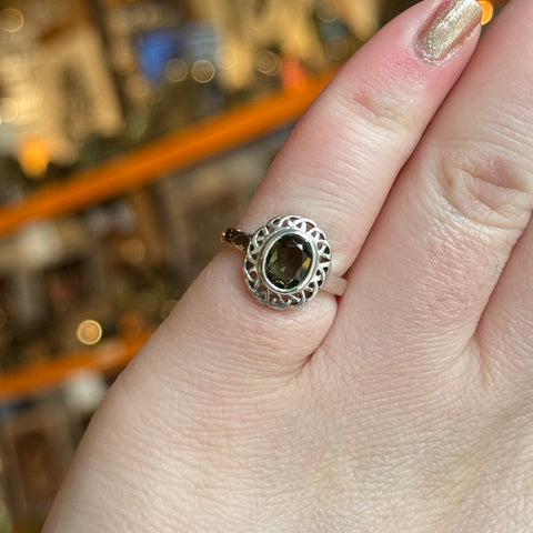 Ravenstone Crystals Moldavite Ring "Carly" - Size 6