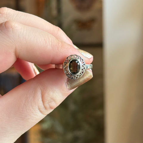 Ravenstone Crystals Moldavite Ring "Rose" - Size 8