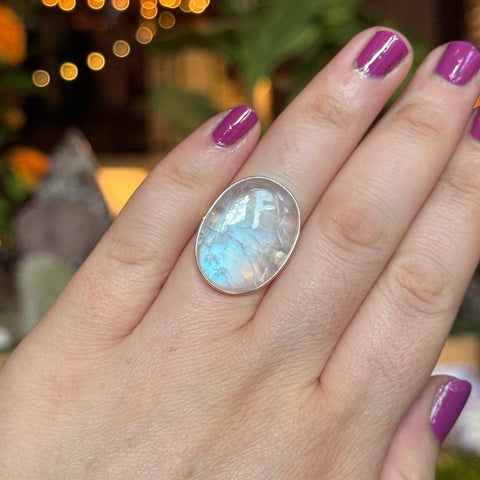 Ravenstone Crystals Moonstone Ring "Owen" - Size 8