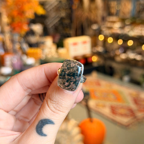 Ravenstone Crystals Moss Agate Ring "Allie" - Size 8